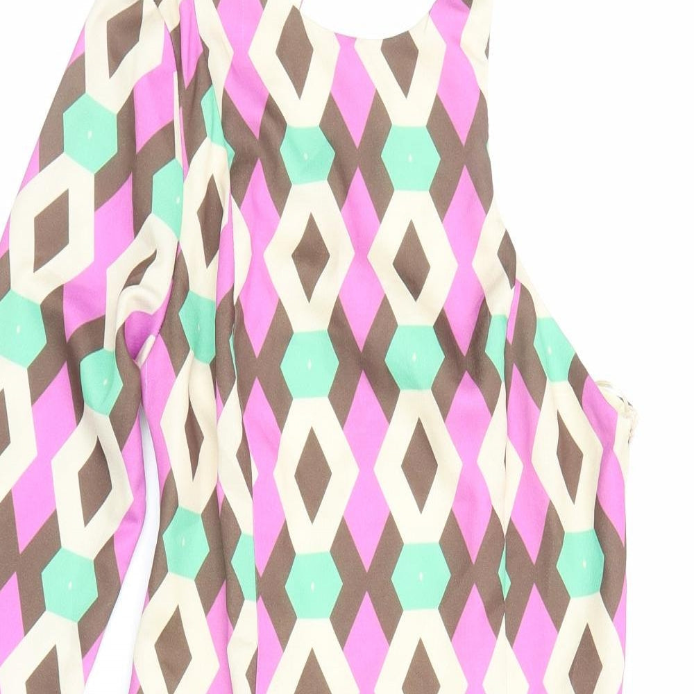 Zara Womens Multicoloured Geometric Polyester Mini Size XS One Shoulder Zip