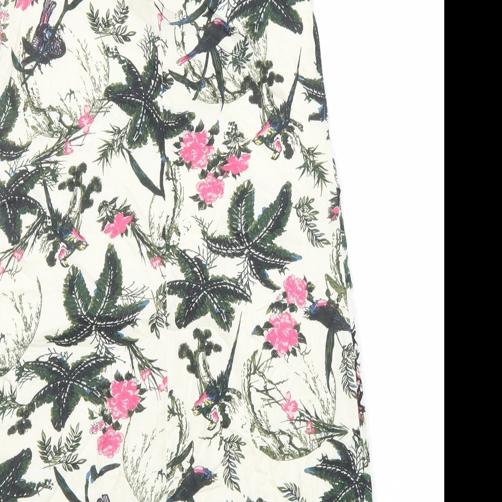 River Island Womens Ivory Geometric Cotton Shift Size 8 Round Neck Pullover