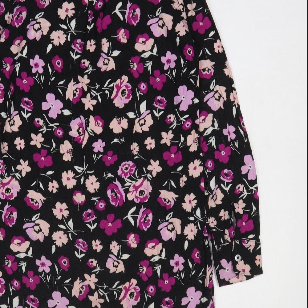 Gap Girls Black Floral Viscose Tunic T-Shirt Size 8-9 Years Round Neck Pullover