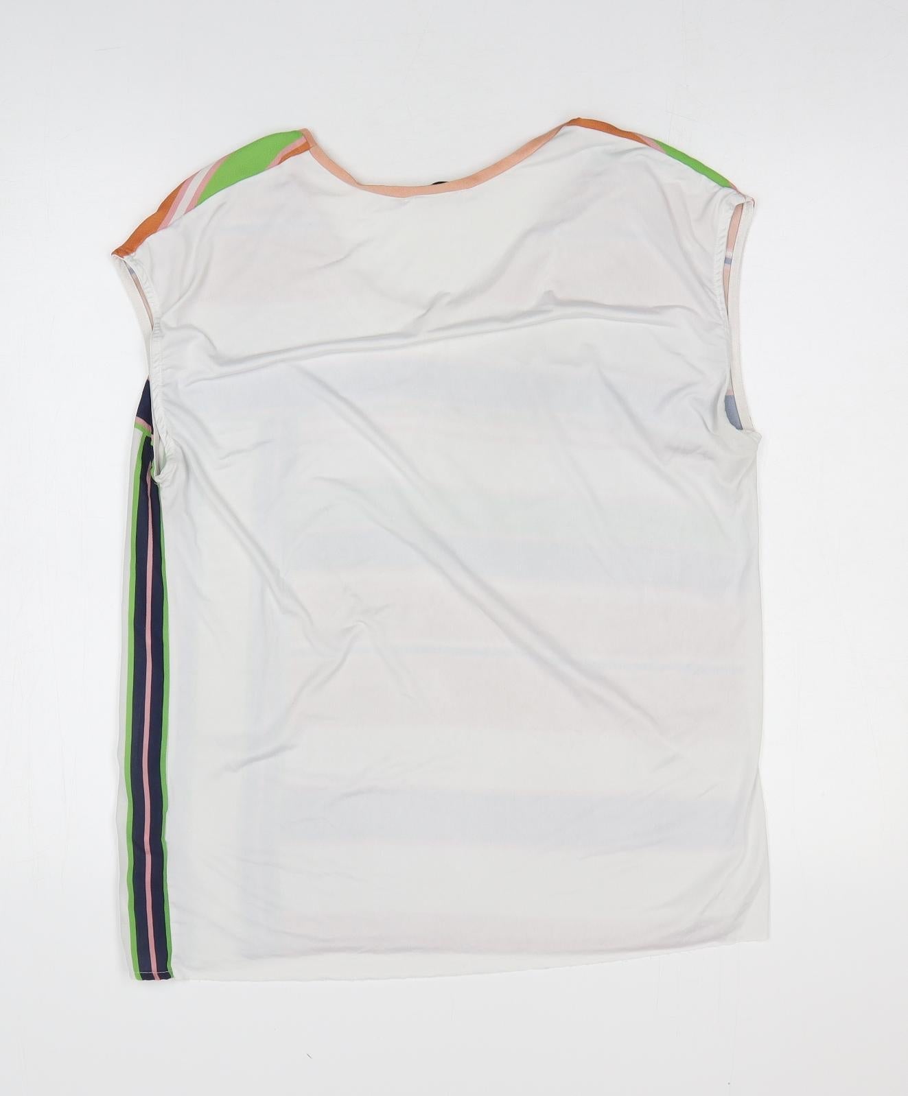 Zara Womens Multicoloured Striped Polyester Basic Blouse Size M Round Neck