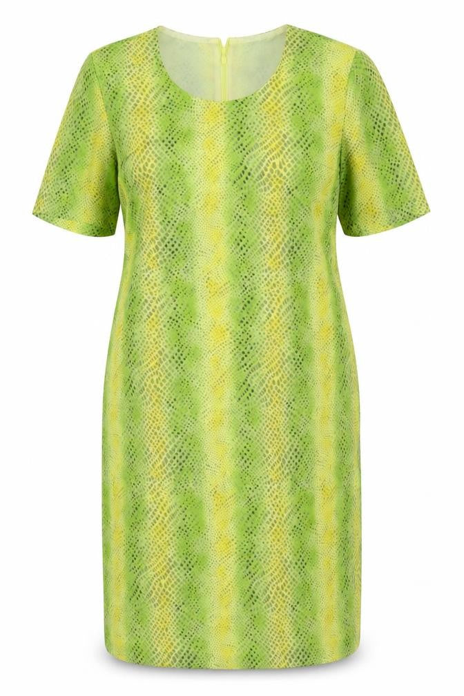 Mark Wald Womens Green Animal Print Polyester A-Line Size 14 Scoop Neck Zip - Snake Skin Print