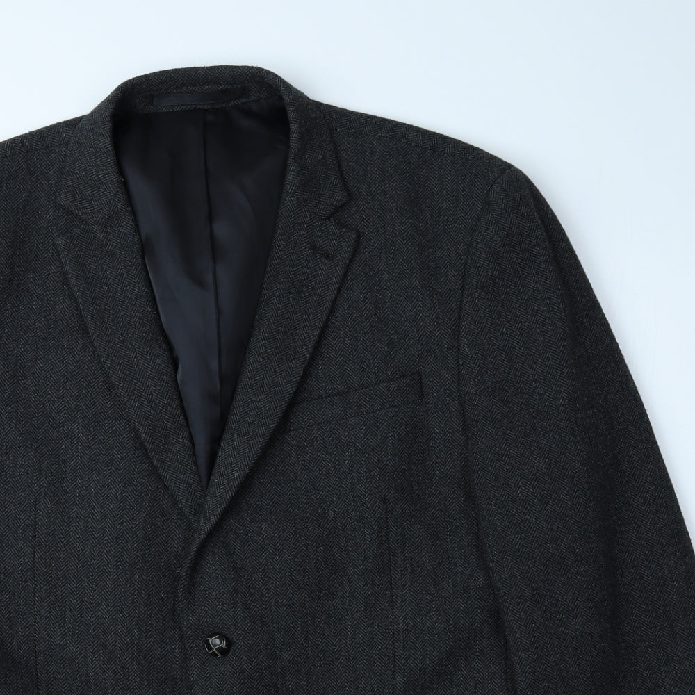 Cedar Wood State Mens Grey Plaid Polyester Jacket Blazer Size 42 - Size L