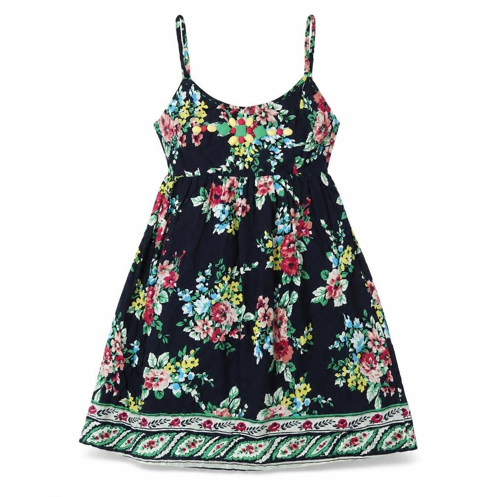 Miss Posh Womens Blue Floral Cotton A-Line Size 10 Boat Neck Zip