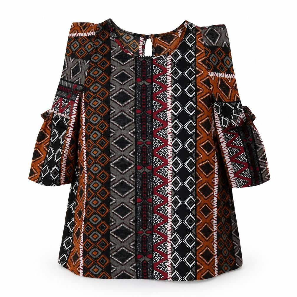 Papaya Womens Multicoloured Geometric Polyester Basic Blouse Size 10 Round Neck