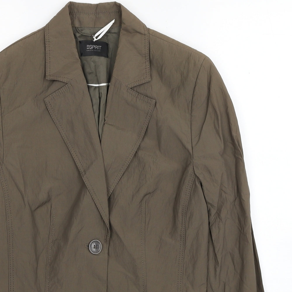 Esprit Womens Brown Jacket Blazer Size 10 Button