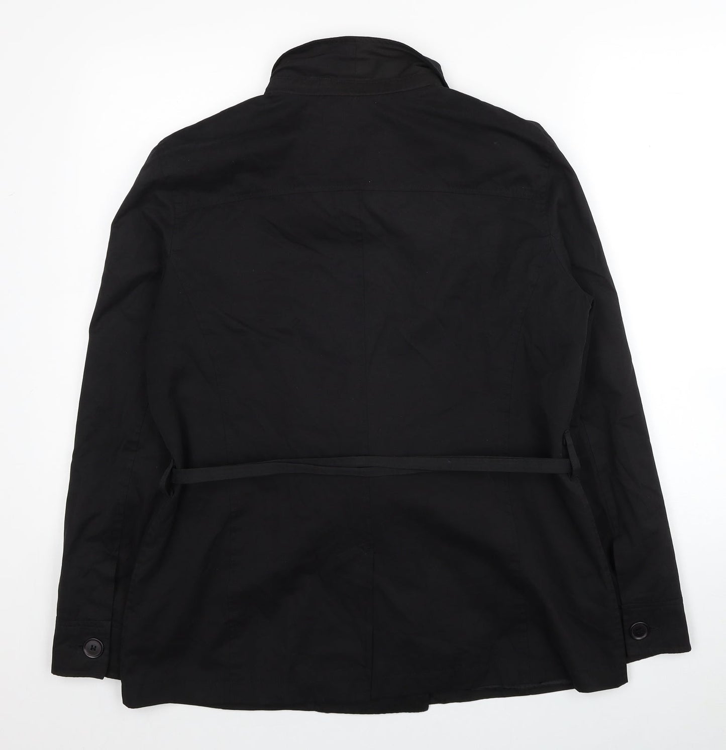 OffShoot Womens Black Trench Coat Jacket Size 14 Button