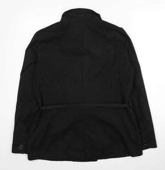 OffShoot Womens Black Trench Coat Jacket Size 14 Button
