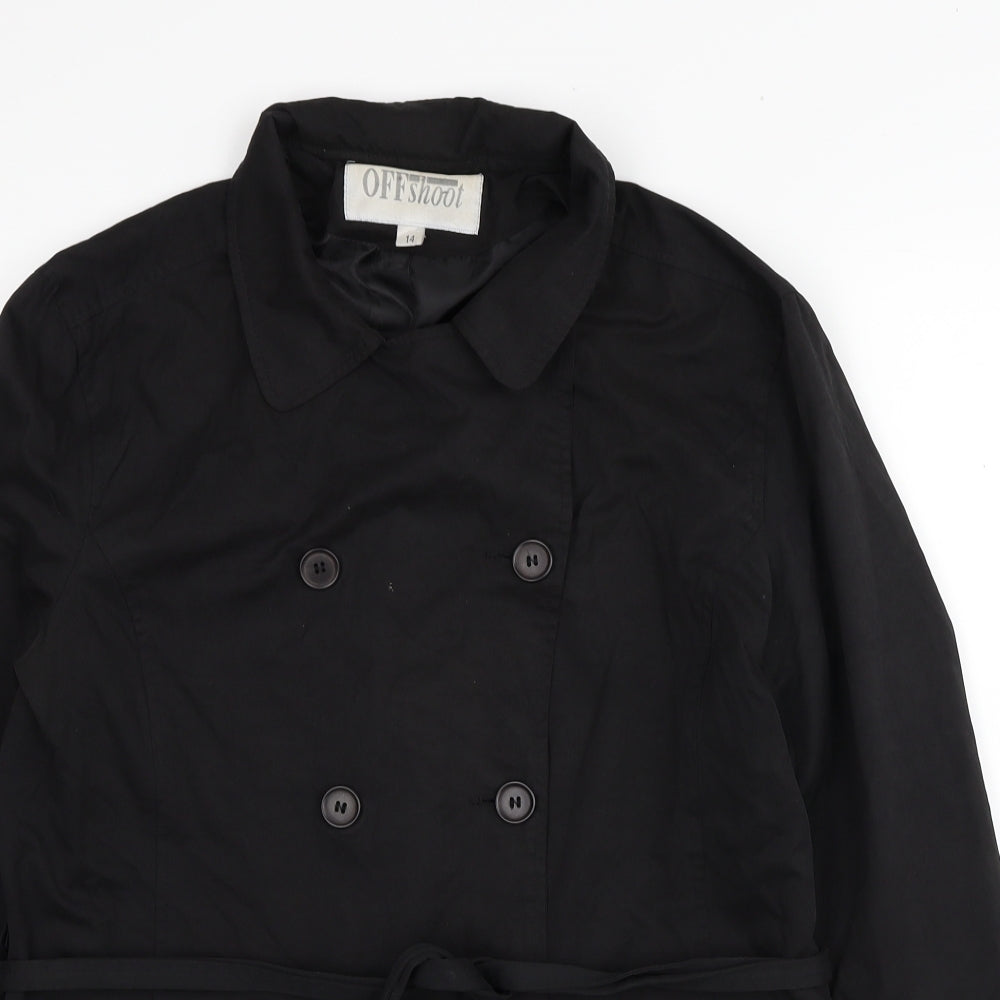 OffShoot Womens Black Trench Coat Jacket Size 14 Button