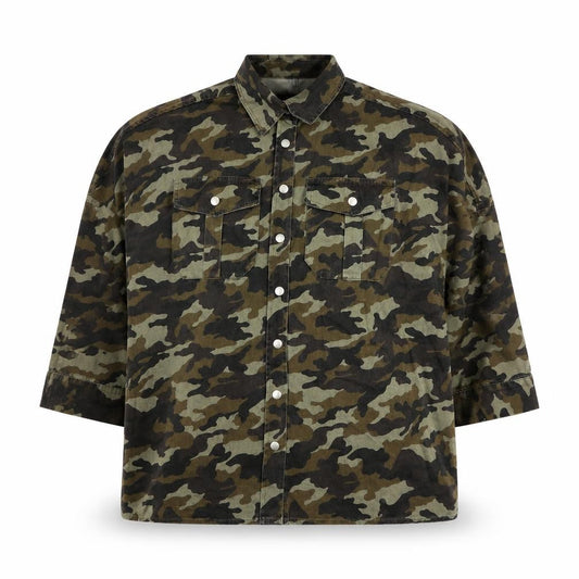 Boohoo Womens Green Camouflage Jacket Size S Button - Size S/M