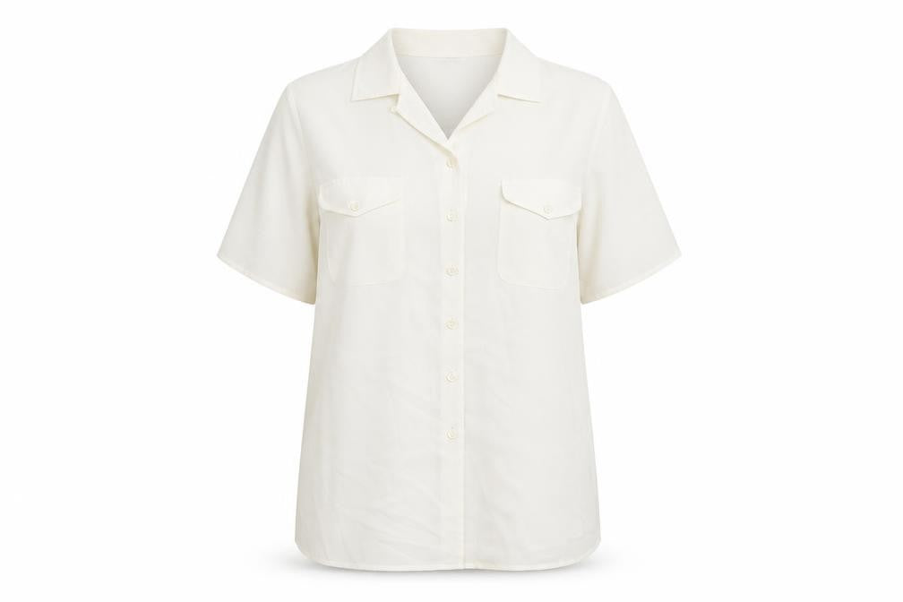 Marks and Spencer Womens Ivory Polyester Basic Button-Up Size 16 Collared