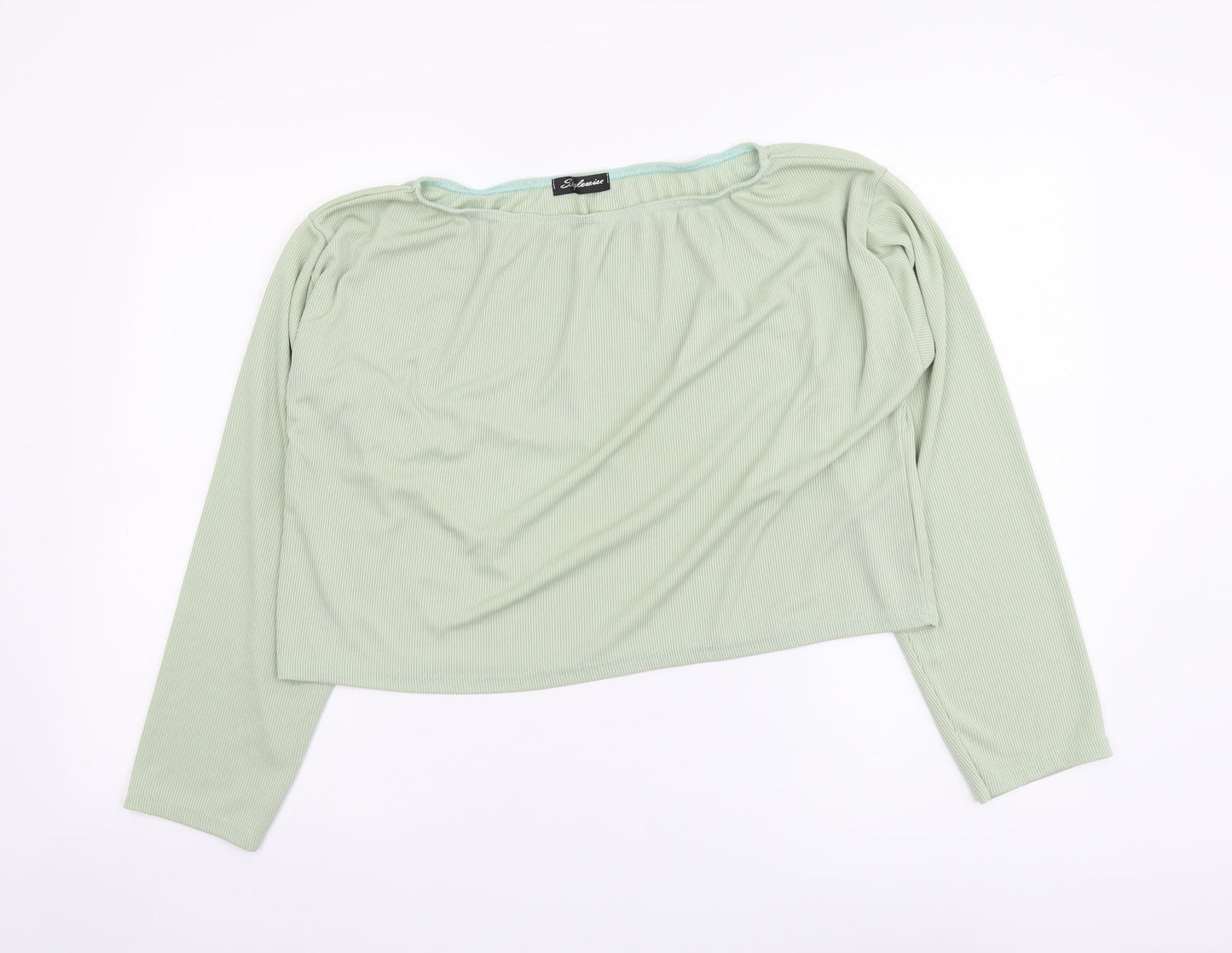 Stylewise Womens Green Polyester Cropped Blouse Size 8 Square Neck
