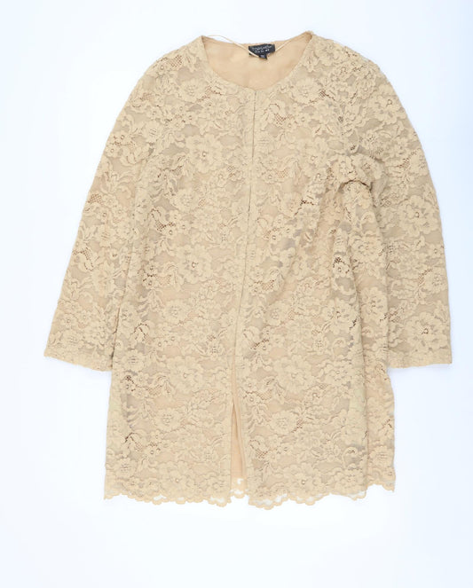 Top Shop Womens Beige Jacket Coatigan Size 10 Button