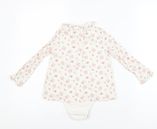NEXT Girls White Cotton Bodysuit One-Piece Size 2-3 Years Button