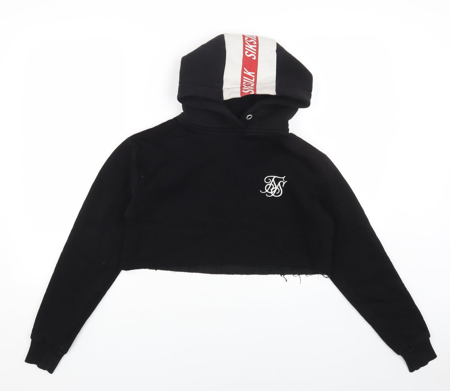 SikSilk Womens Black Cotton Pullover Hoodie Size 8 Pullover