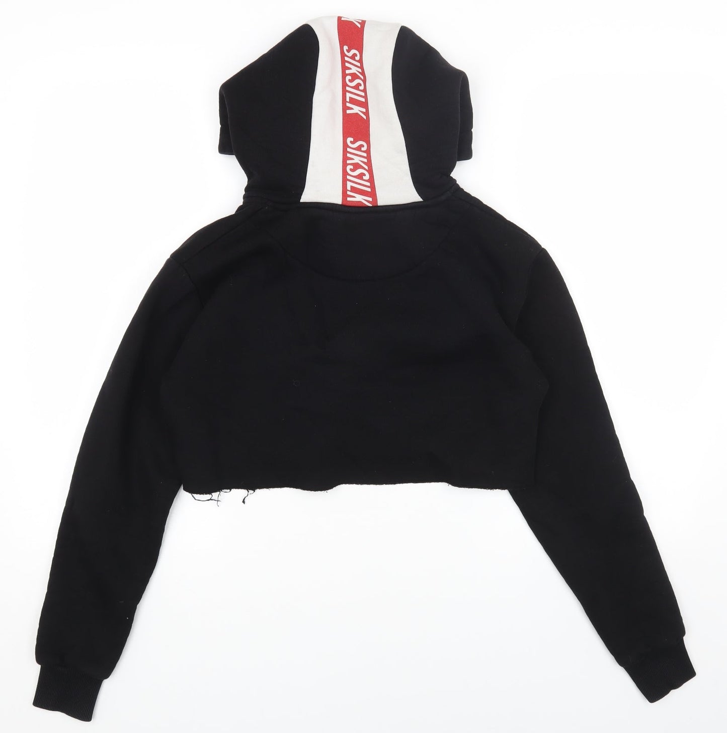 SikSilk Womens Black Cotton Pullover Hoodie Size 8 Pullover