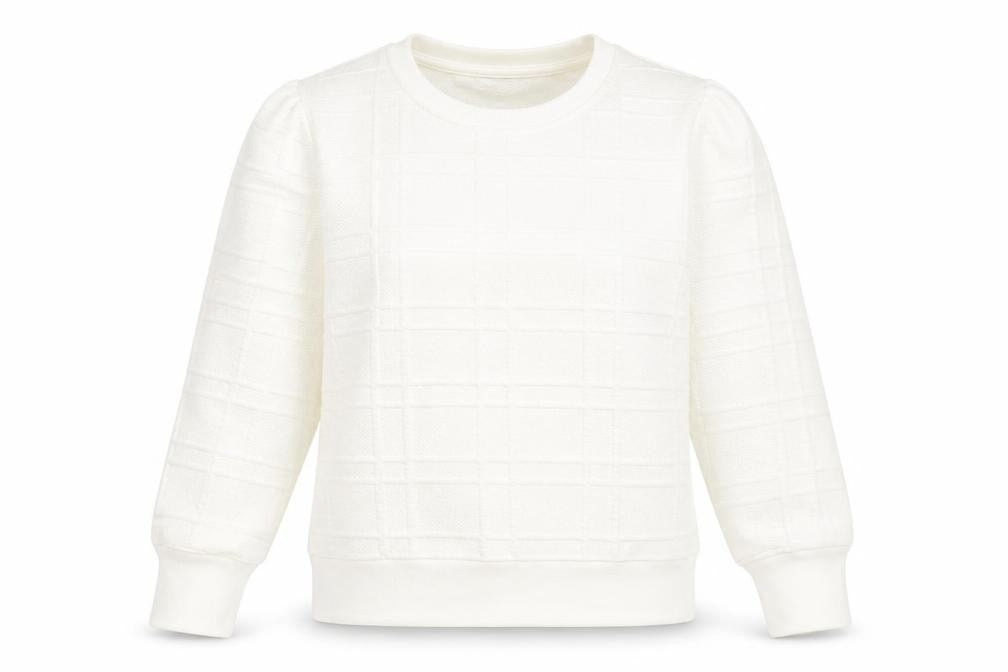 Warehouse Womens White Polyester Pullover Sweatshirt Size L Pullover - Textured
