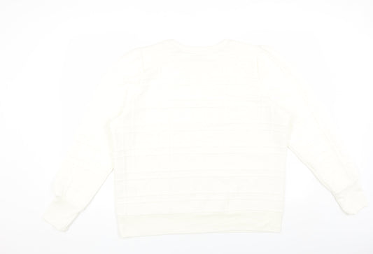Warehouse Womens White Polyester Pullover Sweatshirt Size L Pullover - Textured