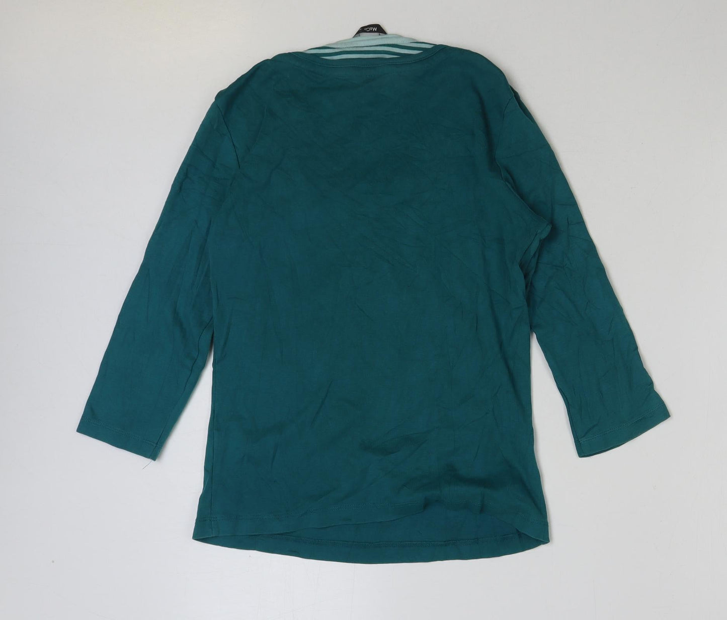 M&Co Womens Green Cotton Basic T-Shirt Size M Scoop Neck