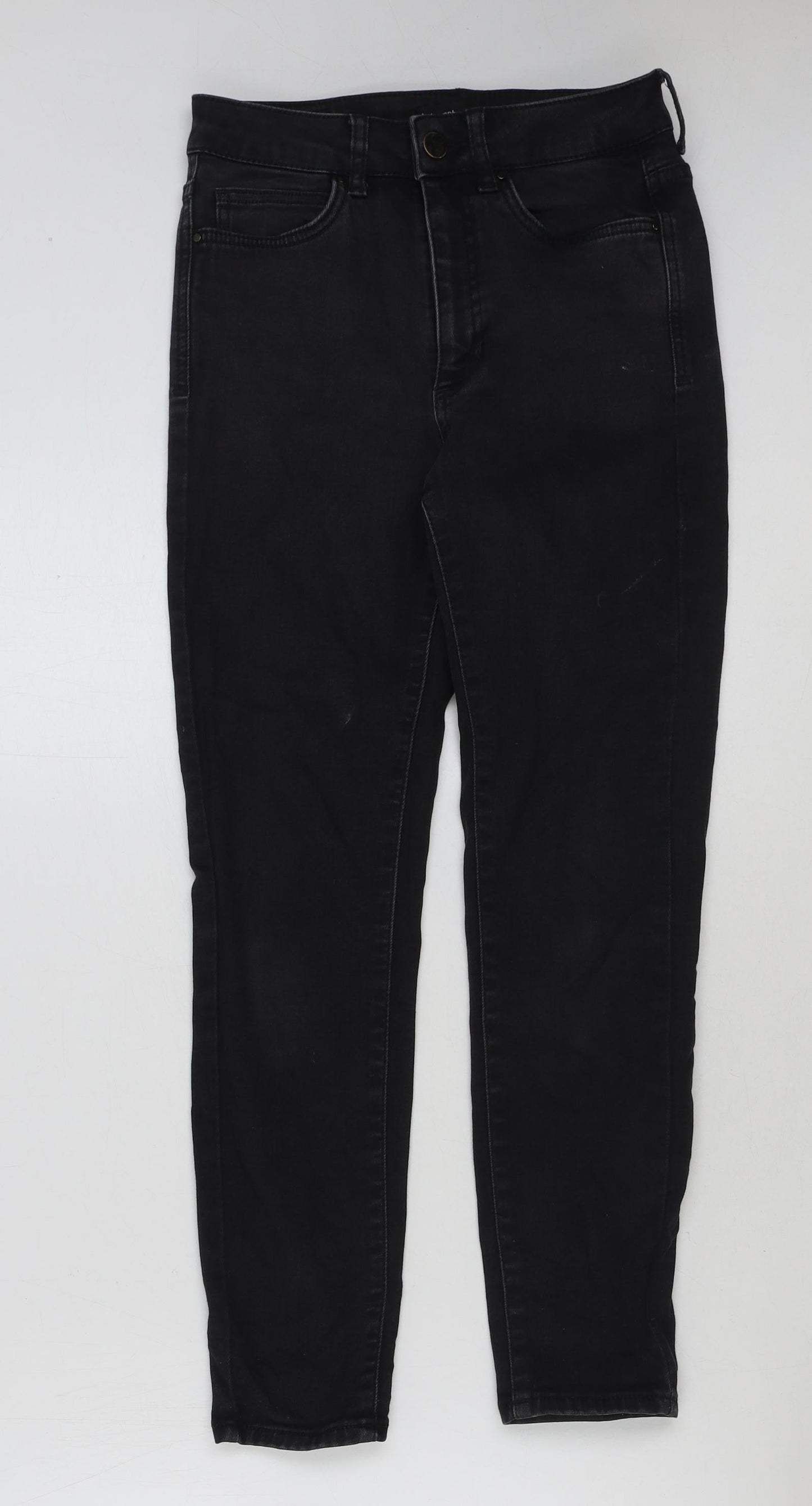 Marks and Spencer Womens Black Cotton Skinny Jeans Size 8 L27 in Regular Button