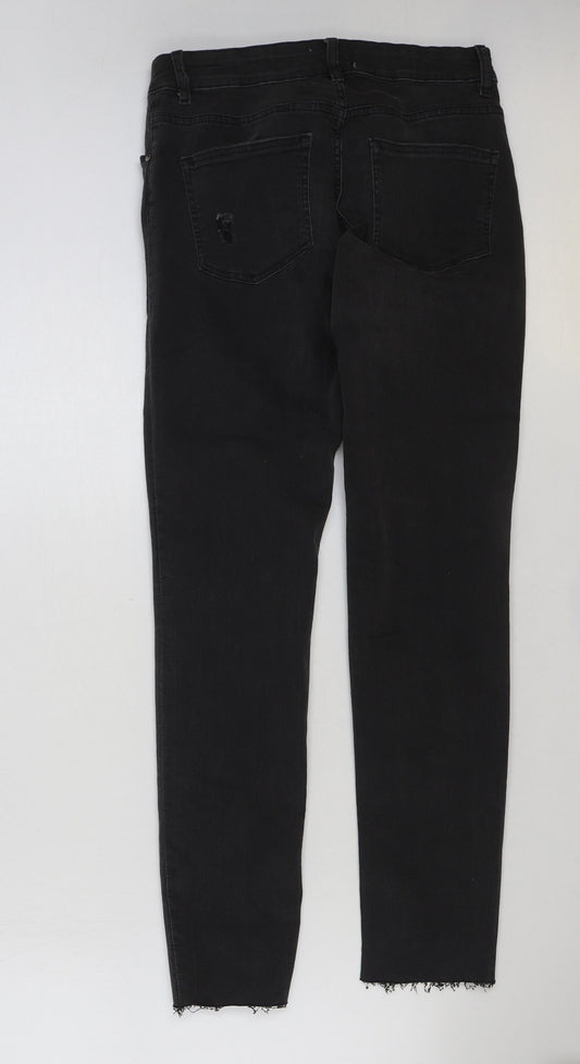 H&M Womens Black Cotton Skinny Jeans Size 10 L29 in Regular Button
