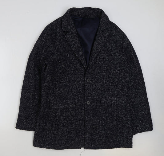 Moss London Womens Blue Pea Coat Jacket Size 44 Button