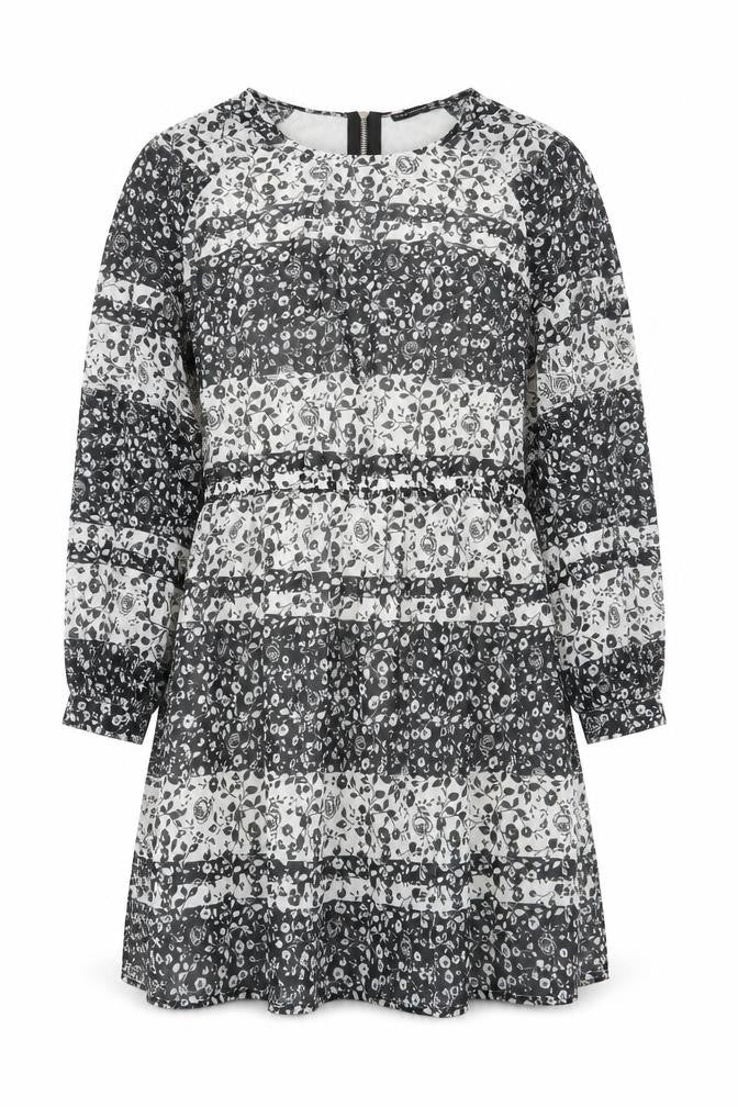 Atmosphere Womens Black Floral Polyester A-Line Size 14 Boat Neck Zip
