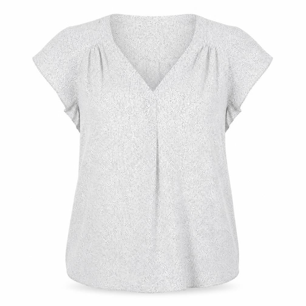 H&M Womens White Geometric Polyester Basic Blouse Size XL V-Neck