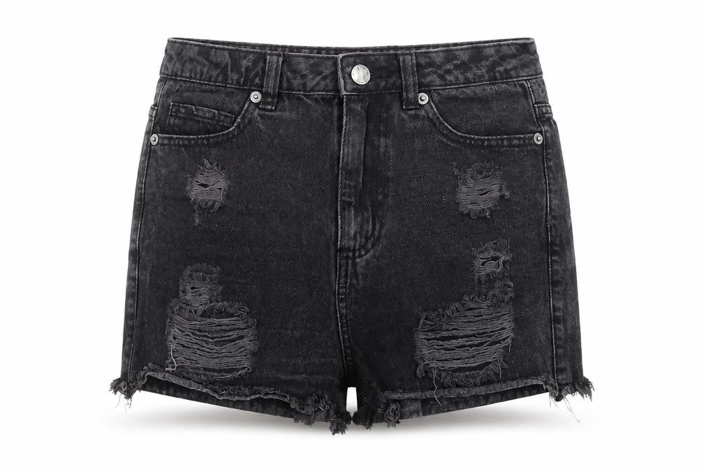 Denim & Co. Womens Black Cotton Hot Pants Shorts Size 8 Regular Button - 2