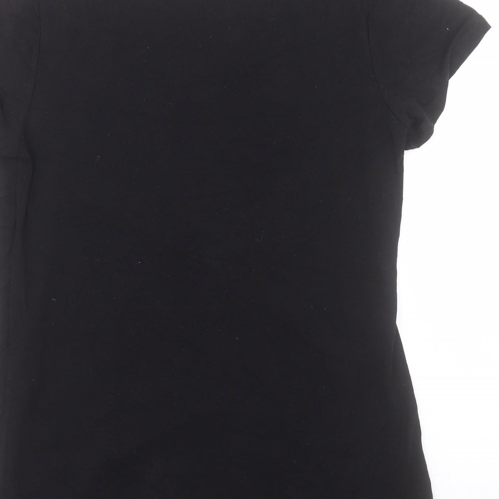 BOUTON Womens Black Viscose Basic T-Shirt Size M Scoop Neck