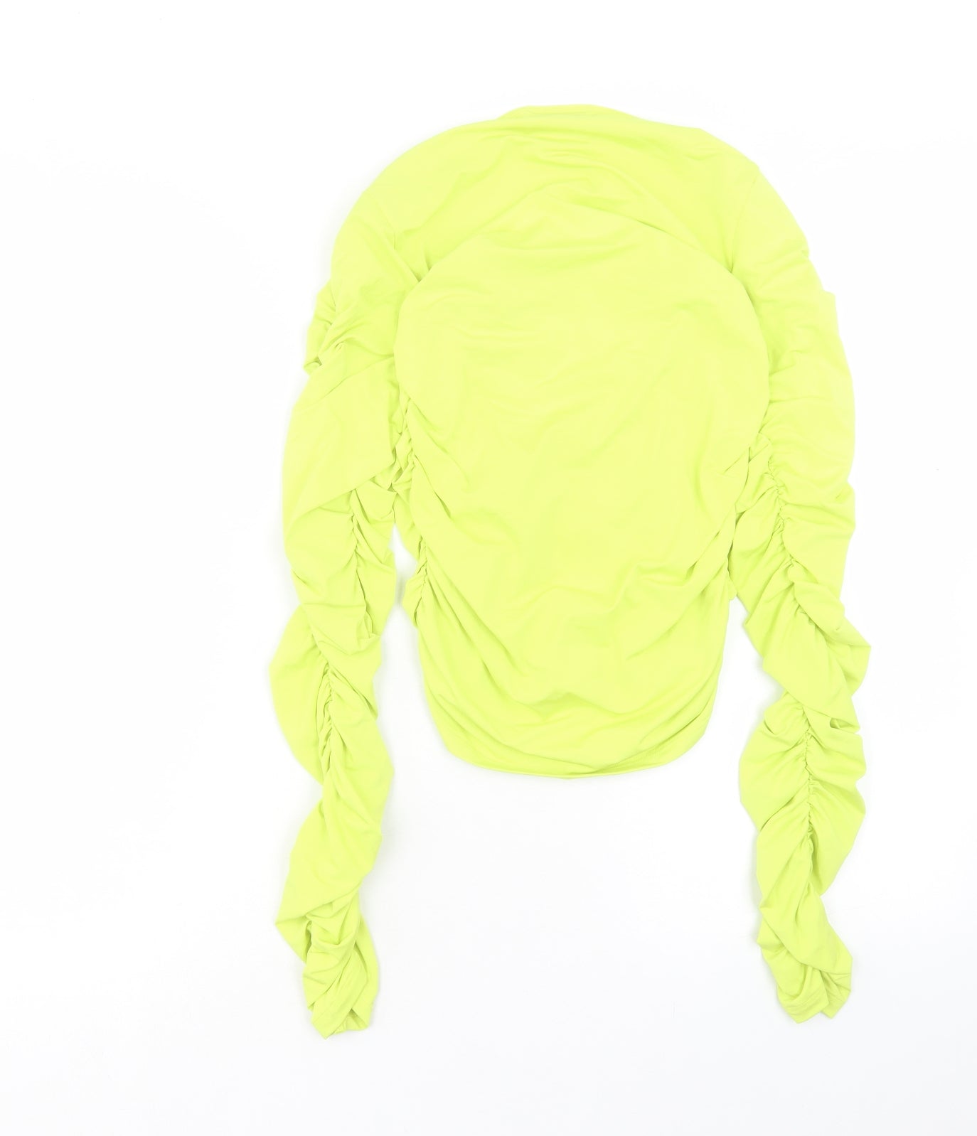 Topshop Womens Yellow Polyester Basic T-Shirt Size 8 Boat Neck - Ruched