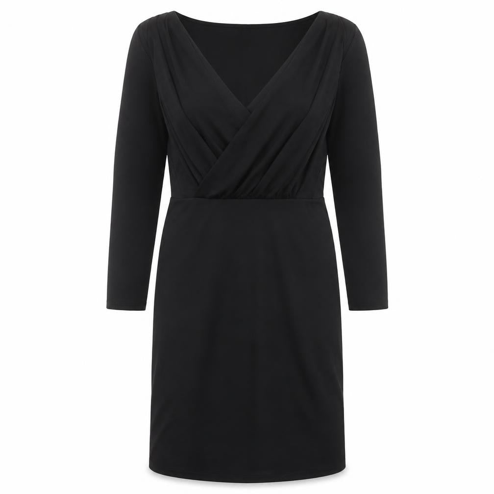 H&M Womens Black Polyester Shift Size L V-Neck Pullover
