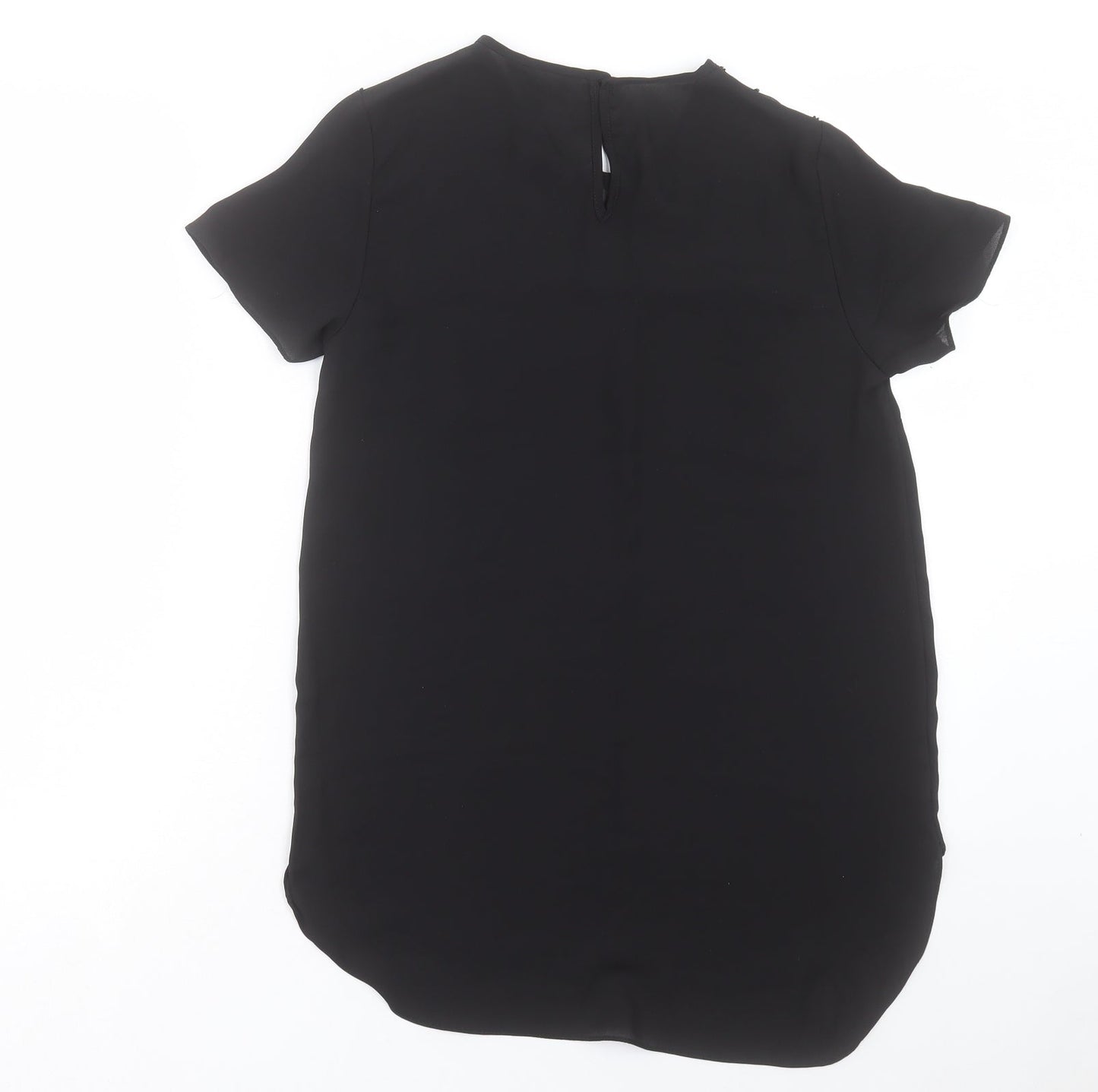 New Look Womens Black Polyester Basic T-Shirt Size 8 Crew Neck