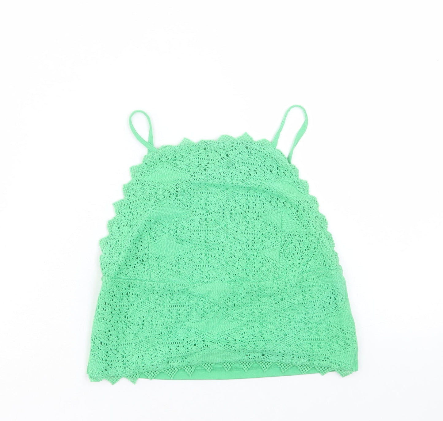 Topshop Womens Green Polyester Cropped Tank Size 8 Square Neck