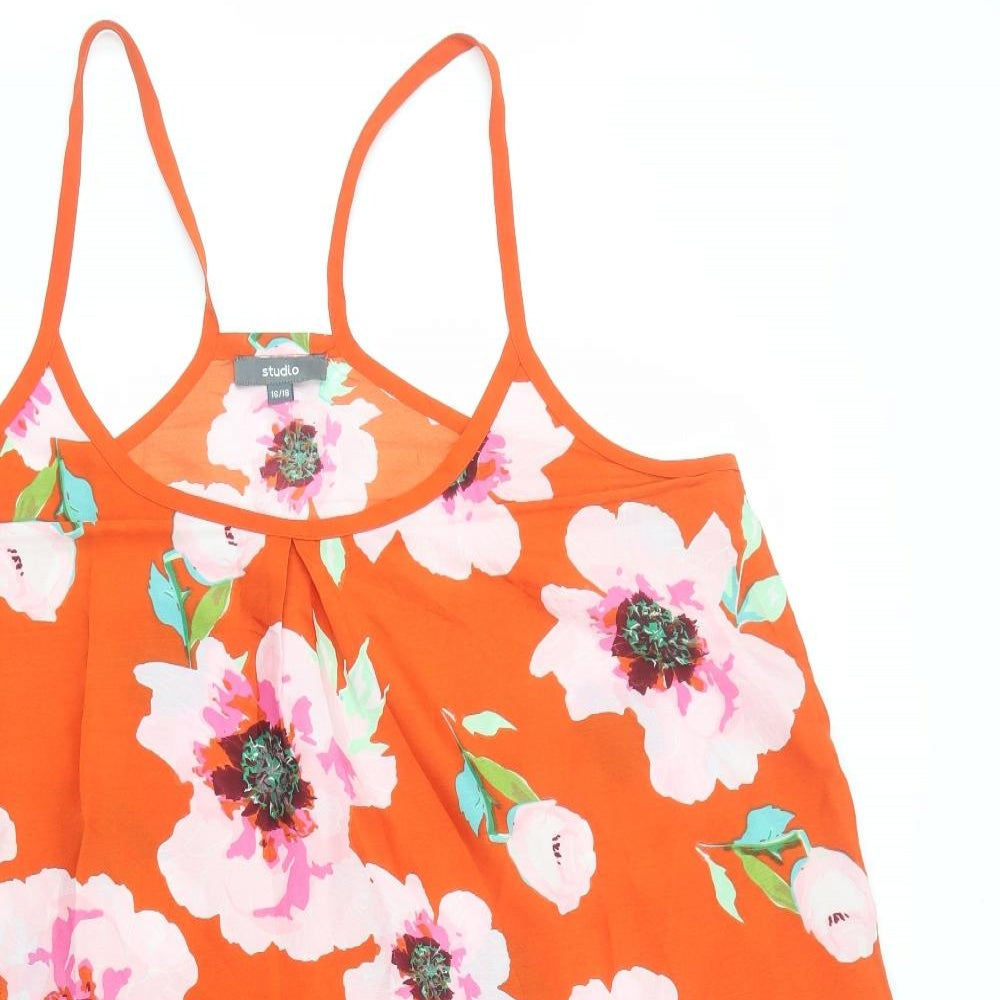 Studio Womens Multicoloured Floral Polyester Camisole Tank Size 16 Boat Neck - Straps