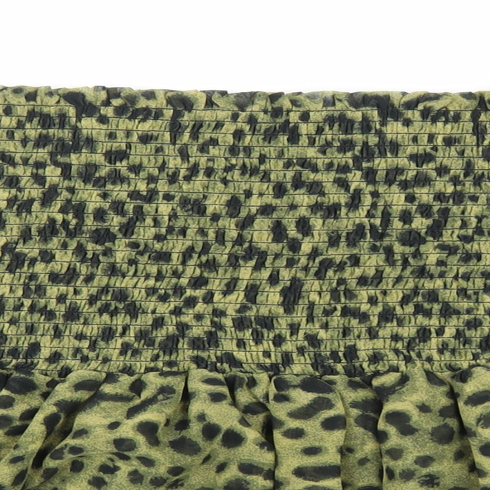 H&M Womens Multicoloured Animal Print Polyester Basic Blouse Size S Off the Shoulder