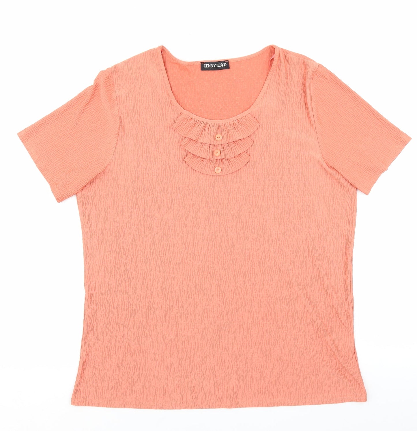Jenny Lloyd Womens Pink Polyester Basic T-Shirt Size XL Scoop Neck - Textured