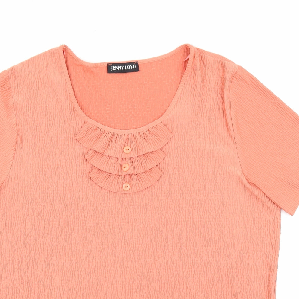 Jenny Lloyd Womens Pink Polyester Basic T-Shirt Size XL Scoop Neck - Textured