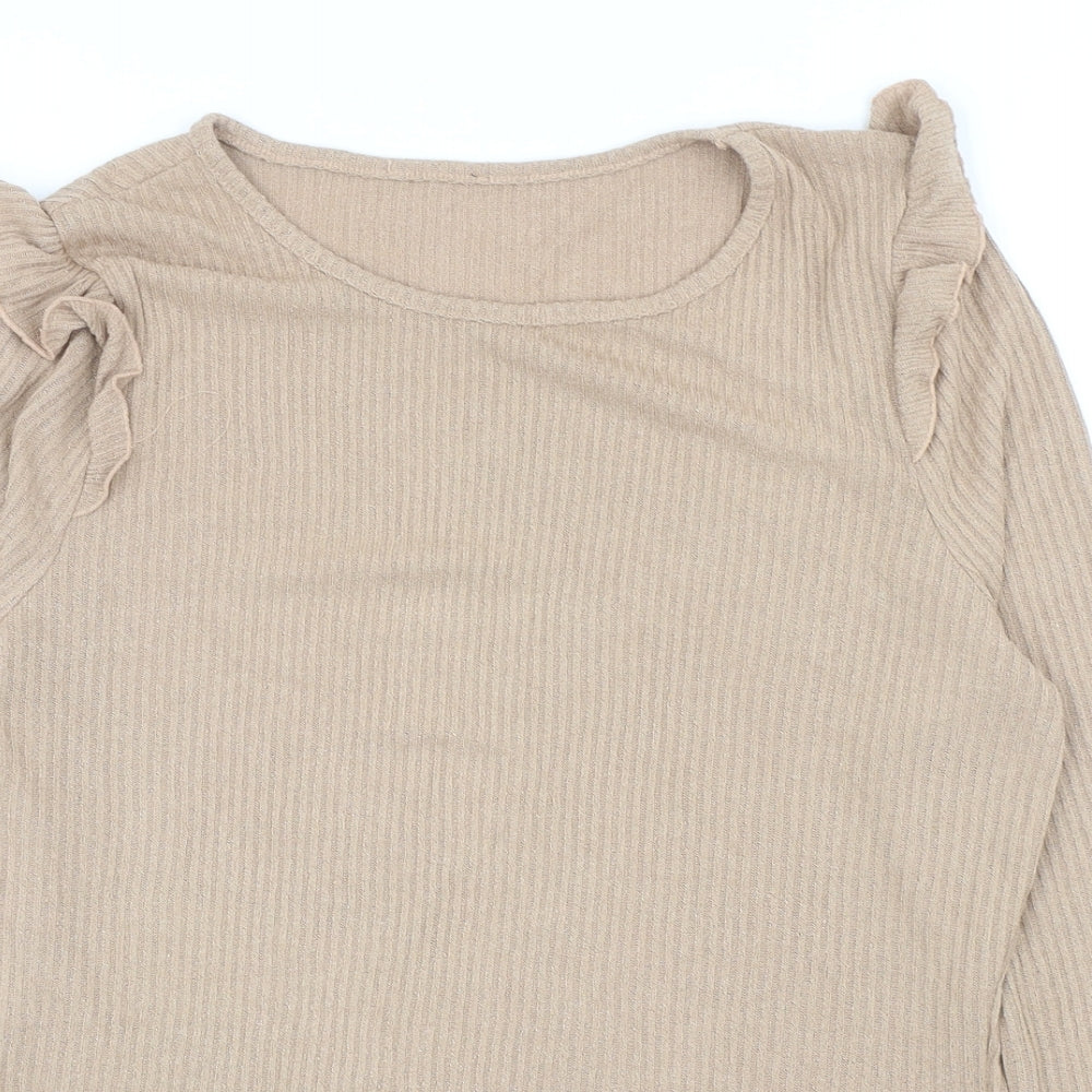 New Look Womens Beige Boat Neck Viscose Pullover Jumper Size 12