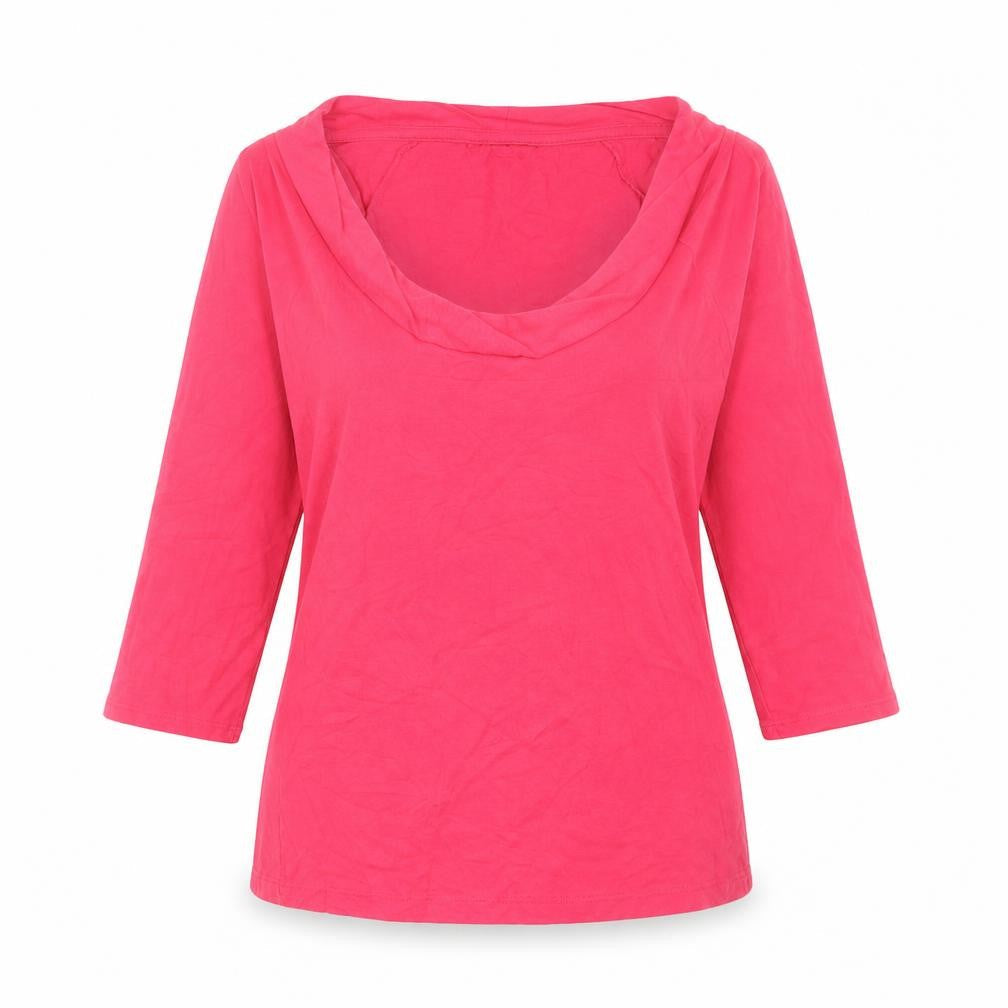 Monsoon Womens Pink Cotton Basic T-Shirt Size 10 Scoop Neck