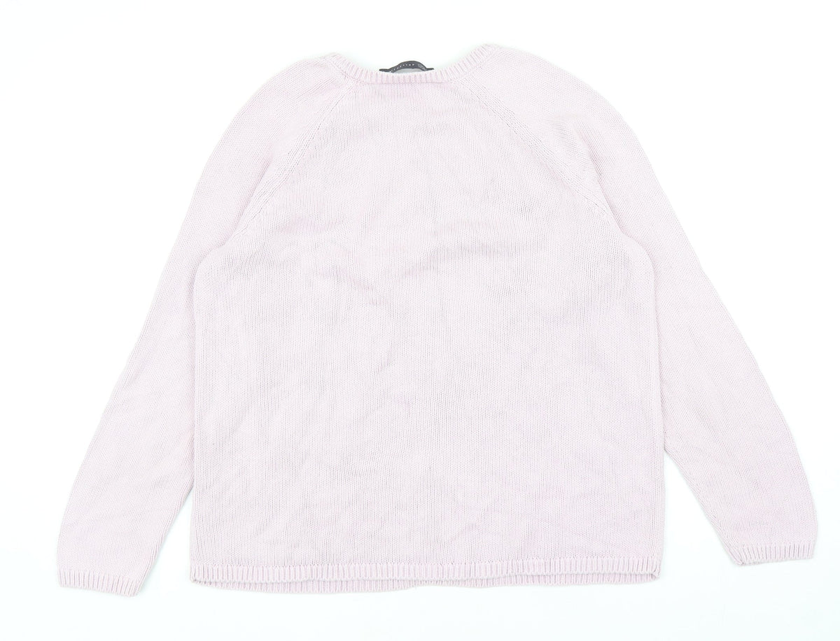 Marks and Spencer Womens Purple Round Neck Cotton Pullover Jumper Size 12