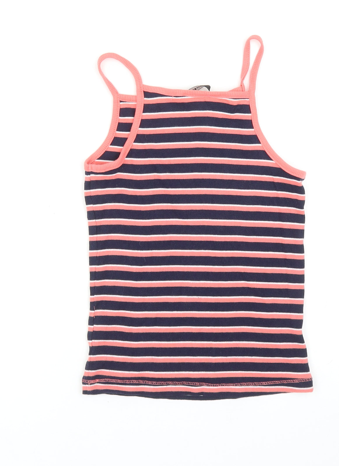 George Girls Multicoloured Striped Cotton Basic Tank Size 7-8 Years Square Neck Pullover