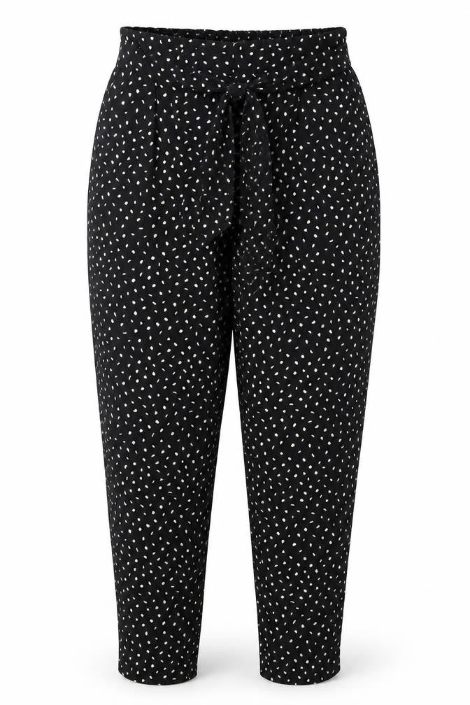 Marks and Spencer Womens Beige Polka Dot Polyester Bloomer Trousers Size 10 L28 in Regular Tie