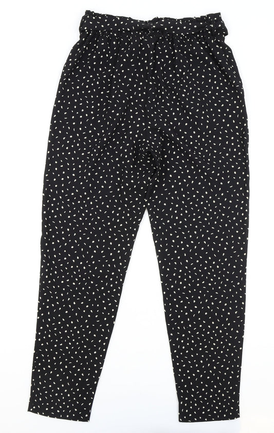 Marks and Spencer Womens Beige Polka Dot Polyester Bloomer Trousers Size 10 L28 in Regular Tie