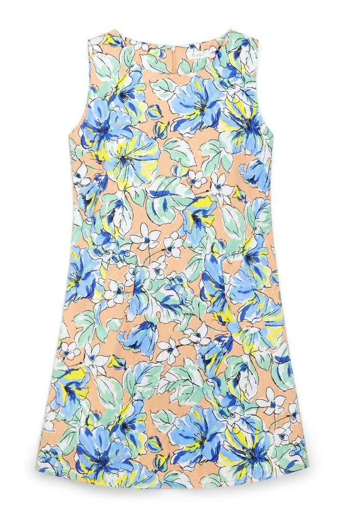 Asura Womens Pink Floral Polyester A-Line One Size Boat Neck Zip