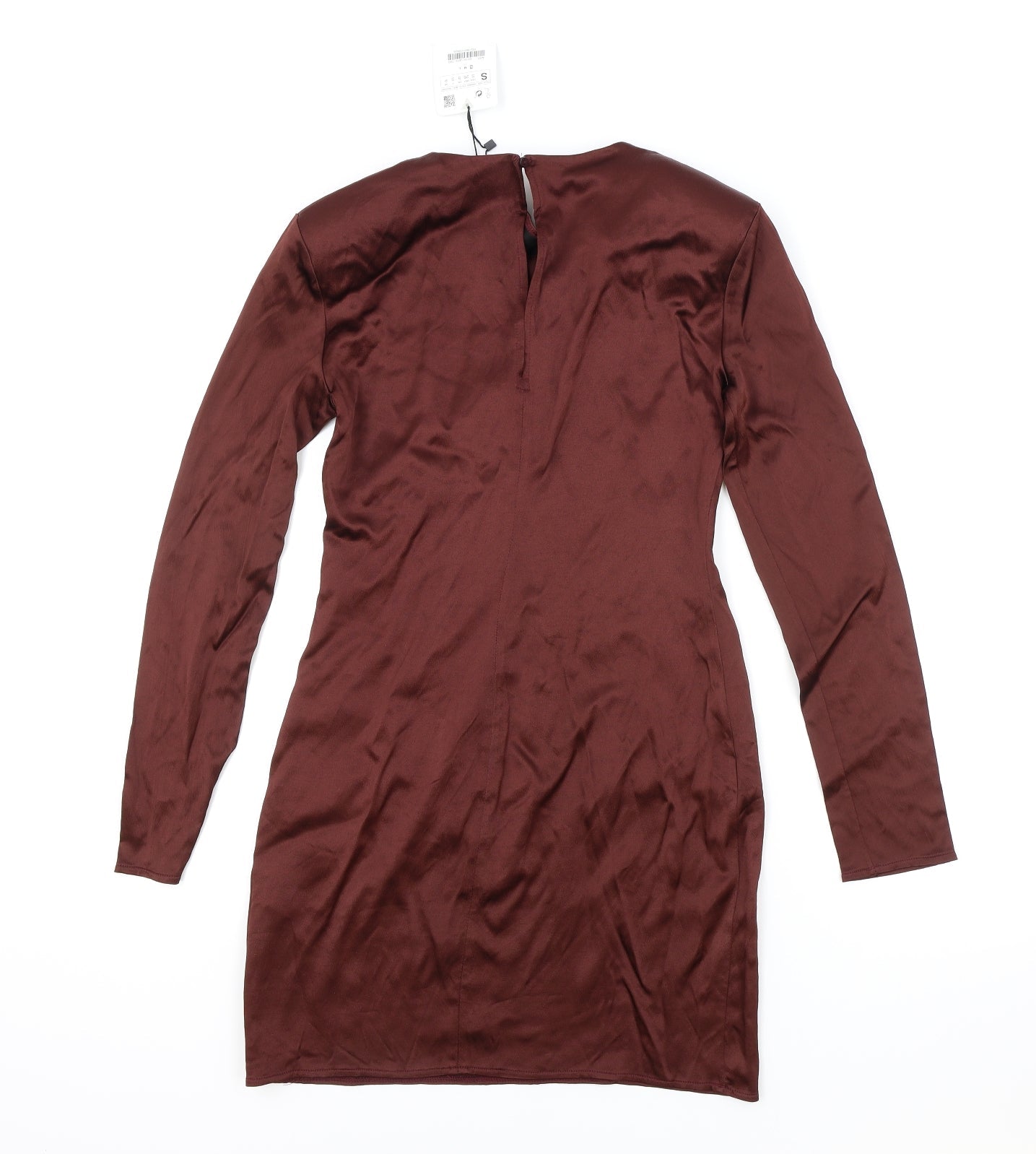 Zara Womens Red Viscose A-Line Size S Round Neck Button - Shoulder Pads
