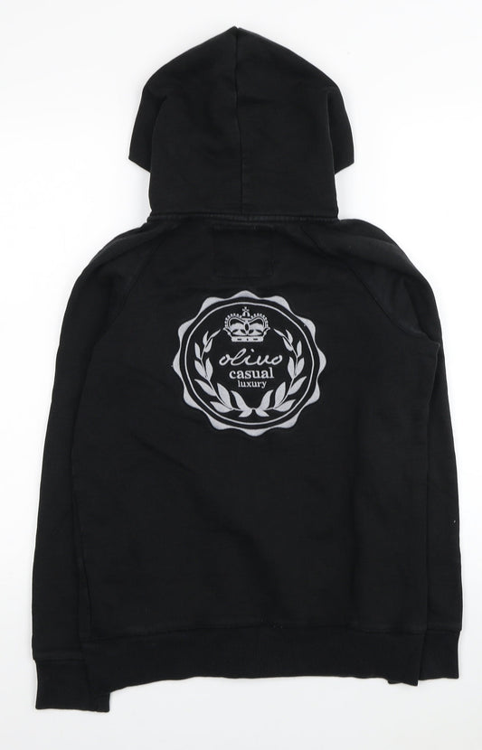 Olivo Boys Black Cotton Full Zip Hoodie Size L Zip - Casual Luxury
