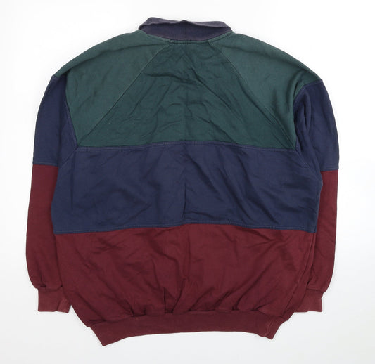 Marks and Spencer Mens Multicoloured Striped Cotton Pullover Sweatshirt Size L