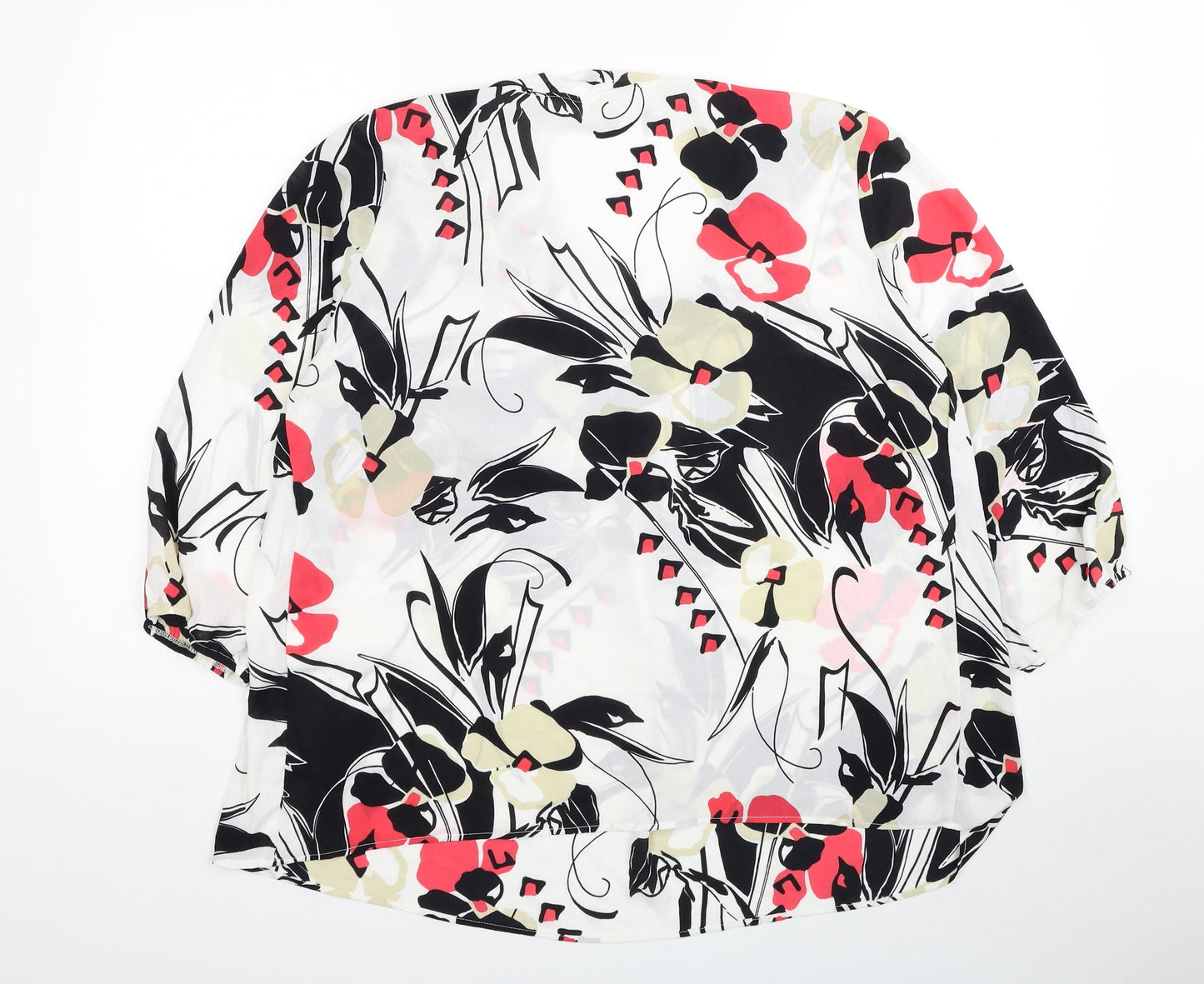 Afibel Womens Multicoloured Floral Polyester Basic Blouse Size 16 Scoop Neck