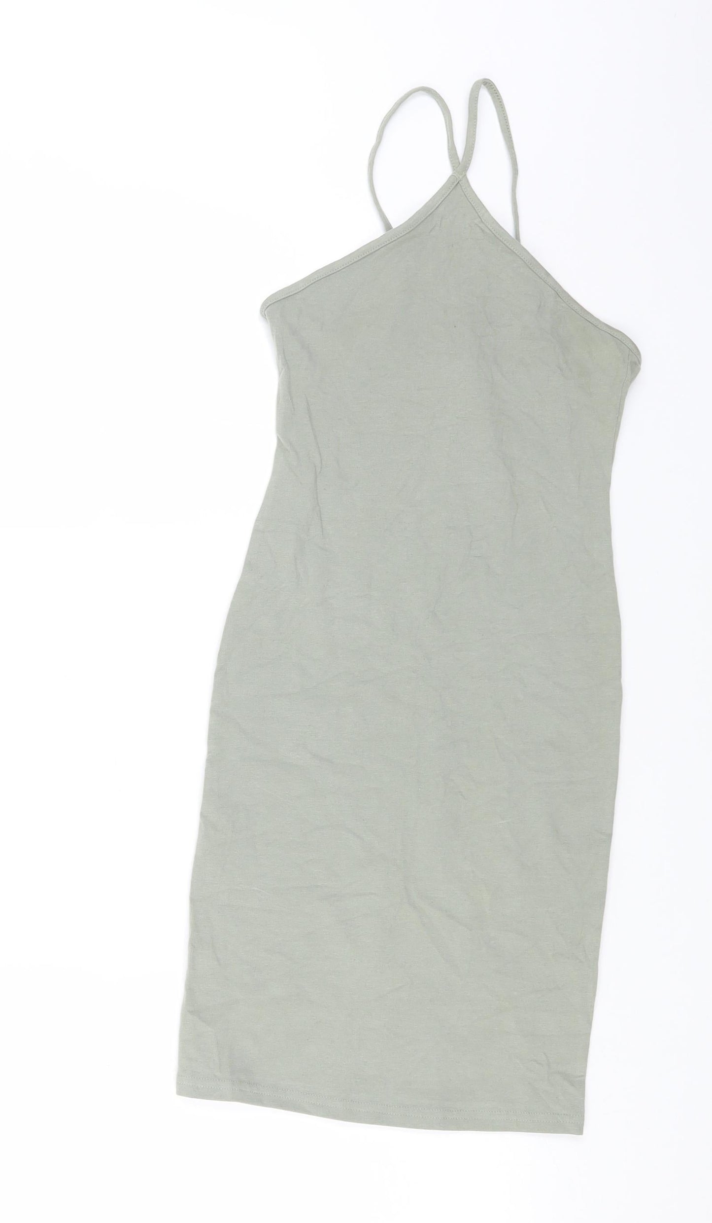 H&M Womens Green Cotton Bodycon Size XS Halter Pullover