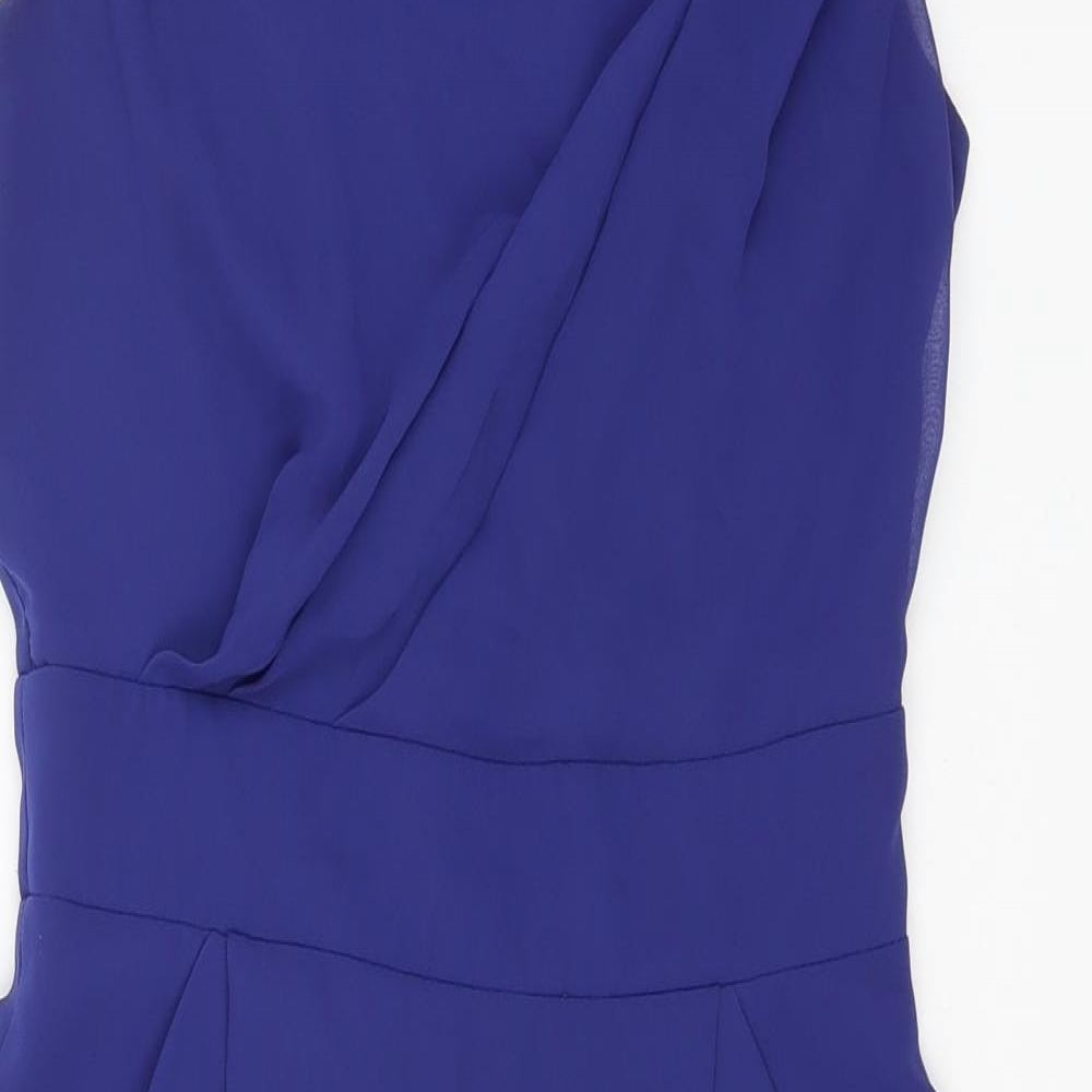 River Island Womens Blue Polyester Mini Size 10 Round Neck Zip